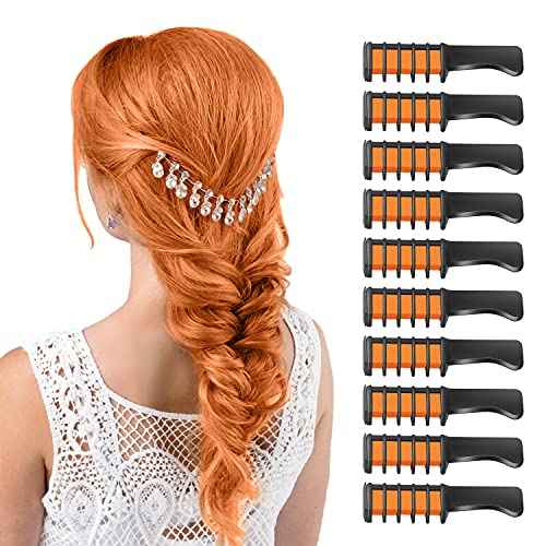 MSDADA Orange Hair Chalk for Girls - New Hair Chalk Comb Temporary Washable Hair Color Dye for Kids - DIY Makeup Birthday Party Halloween Christmas Gifts Toys for Girls Kids Age 6-8-10-12 Years Old