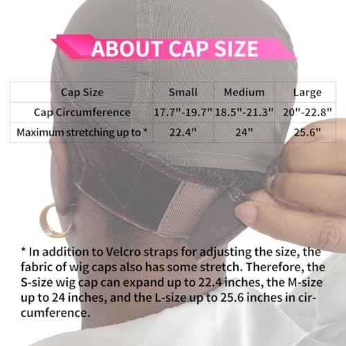 Labhairs Wig Cap with Grip Band for Keeping Wigs in Place, More Full Cap-wide Transparent Lace for Lace Front Wigs - Brown/Black/Nude Non Slip Cap Make Your Wig Be Glueless (Brown-M)