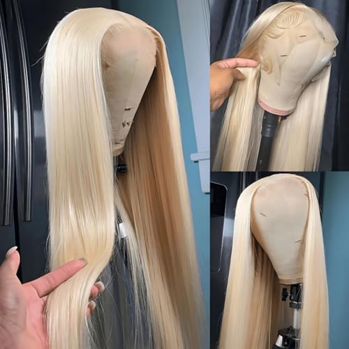 613 Lace Front Wig Human Hair 13x6 Transparent Straight Blonde Lace Front Wigs Human Hair 180% Density Guleless Wigs Human Hair Pre Plucked 613 HD Lace Frontal Wigs For Women 28inch