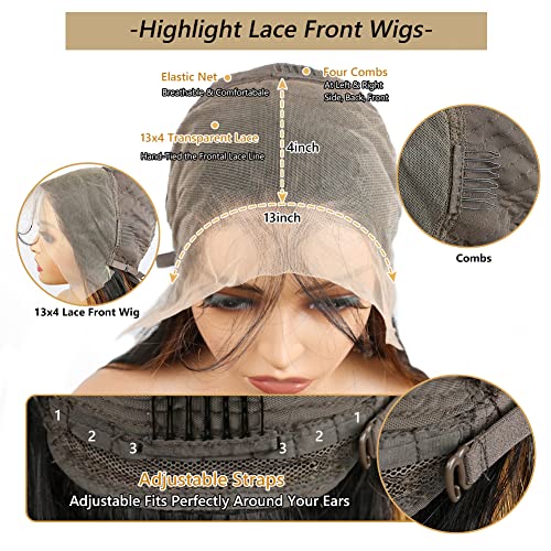 Highlight Ombre Lace Front Wig Human Hair 180 density 16 inch straight wigs human hair 13x4 lace front wigs human hair wigs for black women