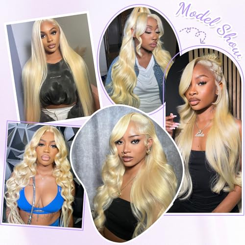 613 Lace Front Wig Human Hair 200 Density 24 Inch Blonde Wig Human Hair 613 HD Lace Frontal Wigs 13x6 Blonde Lace Front Wigs Human Hair Pre Plucked Body Wave Lace Front Wigs for Women