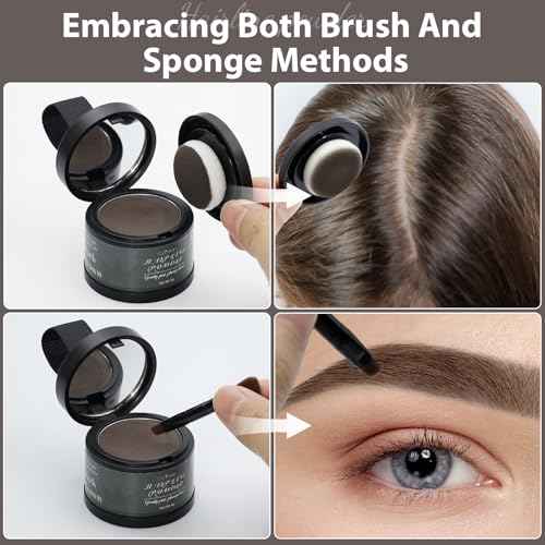 2 Pack Hairline Powder for Women and Men, Used to Root Touch Up Hair Color, Thinning and Gray Hair Coverage and Bald Spots Coverage, Dark Brown