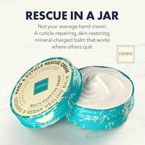 Onsen Hand & Cuticle Rescue Cream | Organic Nail Strengthener & Balm | Dry, Cracked Hands, Elbows & Feet | Shea Butter, Tsubaki & Jojoba Oil | Nail Repair & Growth, Vegan - 1 Pack (0.88 oz)