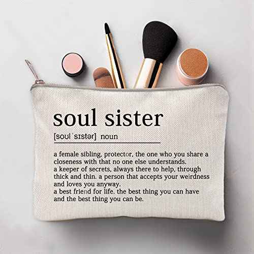 Soul Sister Makeup Case Gifts for Sister Cosmetic Bag Best Friend Toiletry Bag Gift Motivation Quotes Sister Birthday Gift (Soul Sister)