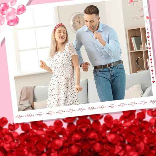 Valentine¡¯s Day Headbands for Women Pearl Rhinestone Hairband Knotted Heart Crystal Bejeweled Head Band Non Slip Wide Top Knot Headband Holiday Jeweled Hair Accessories Valentines Gifts (Red-Love)