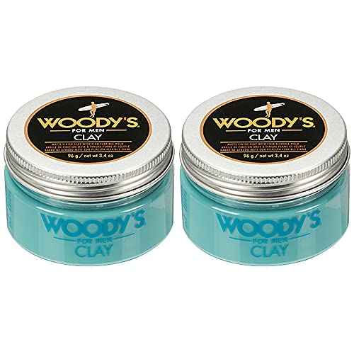 Woody's Hair Clay for Men ? Matte Finish, Styling Pomade for Men Stronghold, Firm and Flexible Control, 3.4 oz. 2-Pack