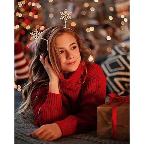 Christmas Headband XmasTree Snowflake Tiara Hairbands Holiday Reindeer Headpiece Hair Hoop Party Decor Gifts for Women Girls