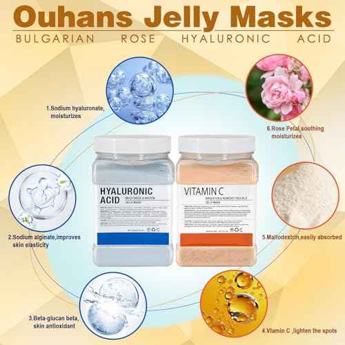Jelly Mask Set, Hyalorunic Acid Jelly Masks For Facials Professional,Vitamins C Jelly Face Mask, Facial Mask Mixing Bowl Set, Headband, Birthday Gifts Set for Women,Christmas Thanksgiving Gift Set.