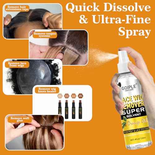 Tape in Extension Remover Hair Glue Remover, Fast Acting Hair Extensions Remover Wig Adhsive Remover, Tape in Hair Extensions Adhesive Remover, Removes Hair Glue, Wig Tape & Edge Brush