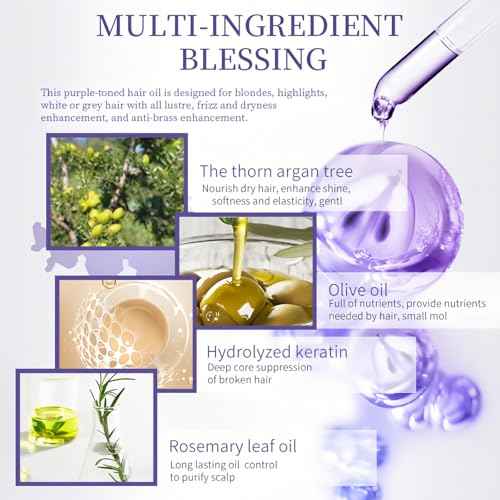 Purple Hair Oil Purple Moroccan Hair Oil Hair Volumizing Oil for Tangled, Dry, Brittle, Damaged, Dull Hair - Plant Formula, Moisturizing, Nourishing, Repairing (100ml)