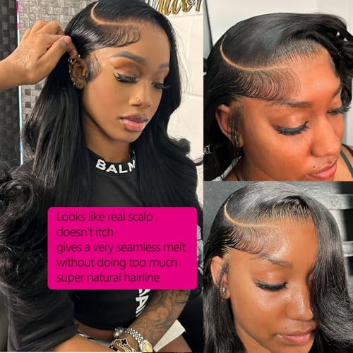 SIFULAN 13x4 Body Wave Lace Front Wig Human Hair 180% Density HD Transparent Lace Front Wig Pre Plucked Body Wave Frontal Wigs Human Hair for Black Women 24 inch Glueless Wig Natural Color