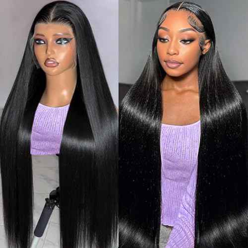 Straight Bob Wig Human Hair 13x4 HD Frontal Lace Wig Short Bob Wigs for Women Glueless Bob Lace Front Wigs Human Hair Pre Plucked 150% Density Natural Black Color 12Inch