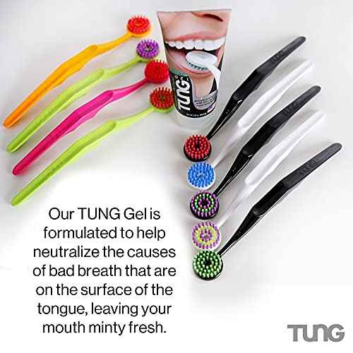 Tung Brush Tongue Cleaner, Plastic Tung Scraper, Tongue Cleaning to Fight Bad Breath, Halitosis Defense, USA Made, 2-Pack w/Cap
