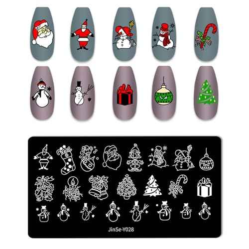 DANNEASY 6 Pieces Christmas Nail Stamping Plate Nail Stamps Nail Stencils Nail Art Stamping Kit Snowflake Plates for Nails Design Manicure Template Tools Acrylic Nail Accessories
