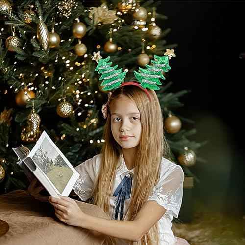Christmas Tree Headband Glitter Xmas Tree Designs Merry Christmas Hair Band Green Hair Hoop Winter Hair Accessories Headdress for Women Girls Christmas Party Gift 1 Pack, One Size Fits Most