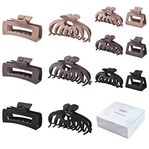 12 Pack Hair Claw Clips include 4.1 inch Large Clip and 2 inch Small Clip for Thick Thin Hair, Strong Hold jaw clip Big Non-slip Matte Hair Clips for Women,Neutral Colors¡¦