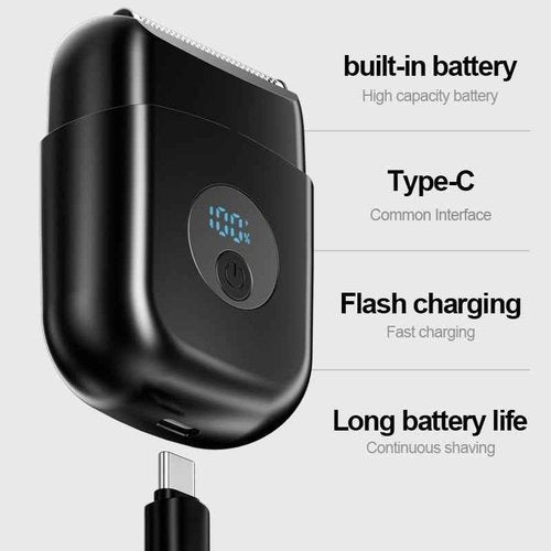 PYDINU Electric Foil Shavers for Men, New Mini Electric Razor with 3 Floating Blades, LED Display, USB-C Fast Rechargeable, Travel Portable Beard Trimmer for Men, Gifts for Dad Him (Black)