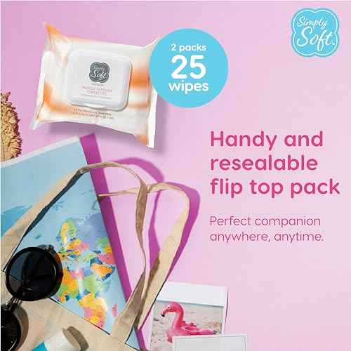 Simply Soft Premium Makeup Remover Towelettes 50 Wipes (2 packs of 25 wipes), Citrus Scent Makeup Wipes, Hypoallergenic & pH Balanced Sensitive Skin Cleansing Face Wipes, Non-greasy