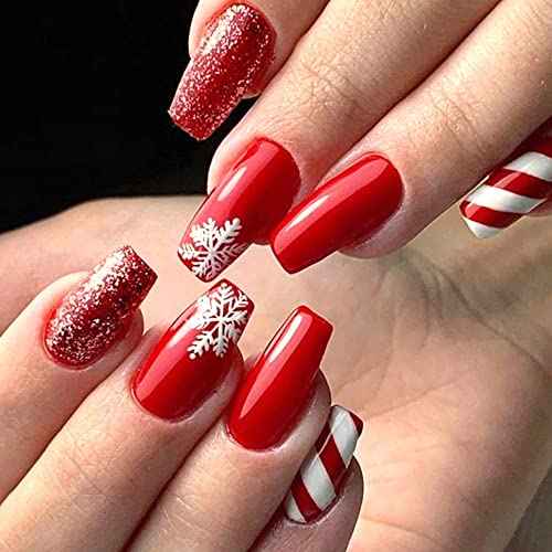 White Snowflake Nail Art Stickers Decal Snowflake Nail Supplies 12 Sheets Nail Sticker Decoration Snowflake Fake Nail Design Acrylic Women Girls 3D Self-Adhesive Christmas DIY Nail Tips Wraps Acrylic