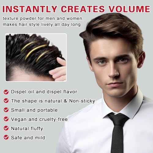 DAMUSI Hair Mattifying Volumizing Texturizing Powder for Men Women Fluffy Hair Texture Volume Styling Powder Matte Finish Oil Control Natural Look Easy to Apply(1PC/0.88oz)