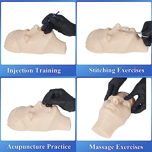 JUYO VONSAN Injection Training Mannequin Face Silicone Head Facial Injection Face Nose Model £¨Not TPE£© for Piercing Tattoo Practice Medical Student (Woman Head)
