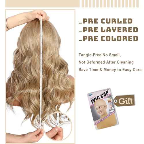 Blonde Lace Front Wig 13x4 Pre Plucked Synthetic Wig for Women Highlight Dirty Blonde Natural Looking Body Wave Cosplay Daily Party Use