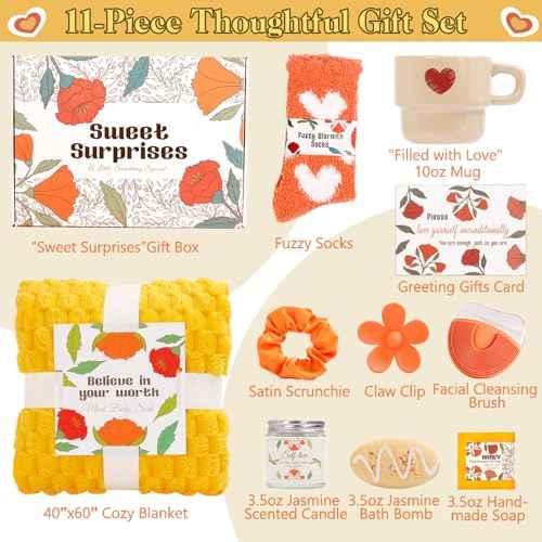 Self Care Gifts for Women, Birthday Gifts, 10pcs Get Well Soon Basket Care Package Thank You Spa Gifts Unique Gifts for Women Her Mom Best Friend Sister Sweet Surprises