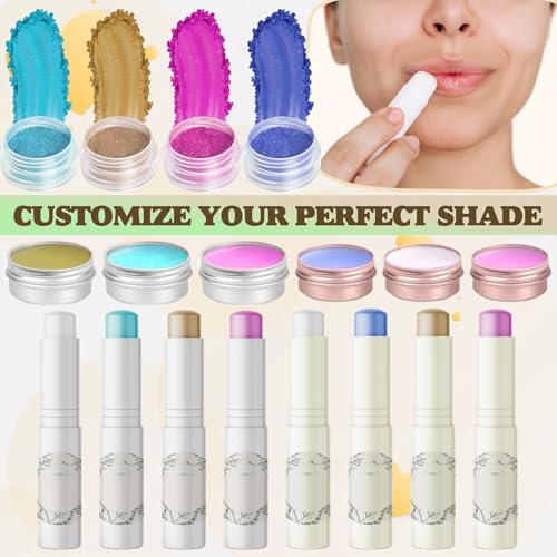 Thaluna Lip Balm Making Kit- Shea Butter Make Your Own Lip Balm for Adults, Moisturizing DIY Lip Gloss Kit with Beeswax, Sweet Almond Oil, Essential Oil, Empty Tubes, Christmas Gift for Girls & Women