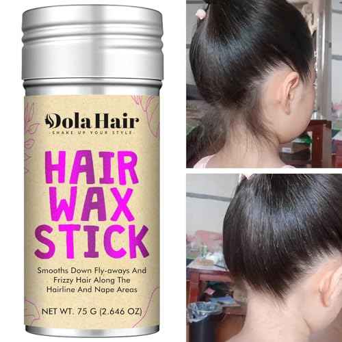 Dolahair Hair Wax Stick & Accessories - Flyaway Control for Kids & Women, 50 Pcs Colorful Elastic Hair Bands, 1 Pcs Slick Back Hair Brush, 2 Hair Loop Styling Tools (Black)