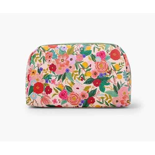 RIFLE PAPER CO. Garden Party Large Cosmetic Pouch for Storing Small Accessories, Includes Gold Zipper, Printed in Full Color with Stylized Pattern and Foil Stamped Logo