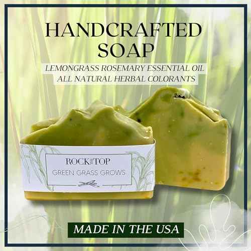 | 6 Lemongrass Rosemary Self Care Gifts for Women, Aromatherapy Epsom Salt Bath Soak, Lavender Soap, Bath Bombs, Bath Salts with Plant Based Loofa Dry Brushing Body Brush Gift