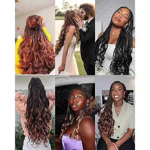 French Curl Braiding Hair 10 Inch Curly Braiding Hair Pre Stretched 8 Packs Short Black French Curl Crochet Braids for Box Braids with Curly Ends for Black Women (1B)