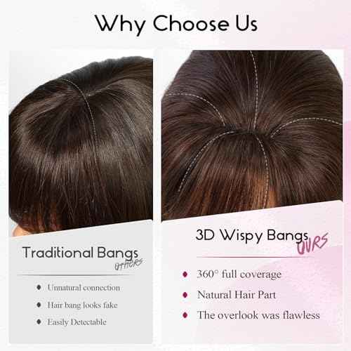 EMMOR Clip in Bangs, 100% Human Hair Bangs with 3 Non-slip Clips, 360¡ÆCover Top HairPieces with 5 inch Wispy Fringes for enhancing Women's Facial Features(Ombre Ash Blonde)