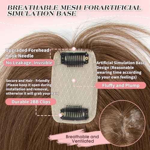 isheeny Human Hair Topper for Women 10Inch Real Human Hair Toppers For Changing Your Look, Dark Brown #4 Natural Hair Pieces for Women With Artificial Base & 2 Secure Clips