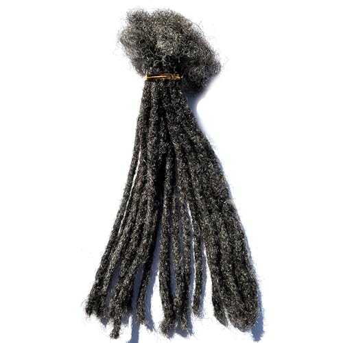 YONNA Locs Human Hair Dreadlocks Extensions 20Locs Full Handmade (Width 0.4cm) 10inch Salt and Pepper #39