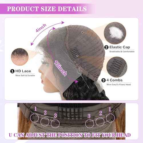 Ombre Lace Front Wig Human Hair 4/27 13x4 HD Body Wave Highlight Lace Front Wig Human Hair Pre Plucked With Baby Hair 24Inch Glueless Lace Front Wigs 180% Density