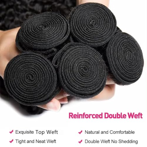 Water Wave Human Hair Bundles Single 32 Inch Brazilian 12A 100% Virgin Double Weft Wet and Wavy Quick Weave for Women, Black Color, 100g