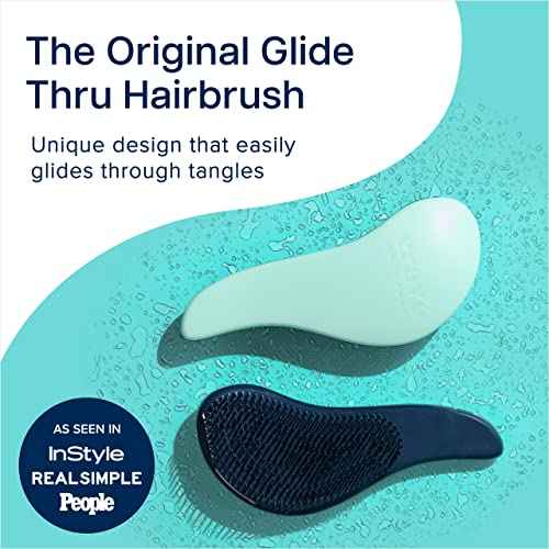 Crave Naturals Glide Thru Detangling Hairbrush That Glides Through Tangles for Wet, Dry and Damaged Hair - Gentle Detangler Styling Tool for Adults, Kids, Men and Women - 7.5 x 3 in, Turquoise