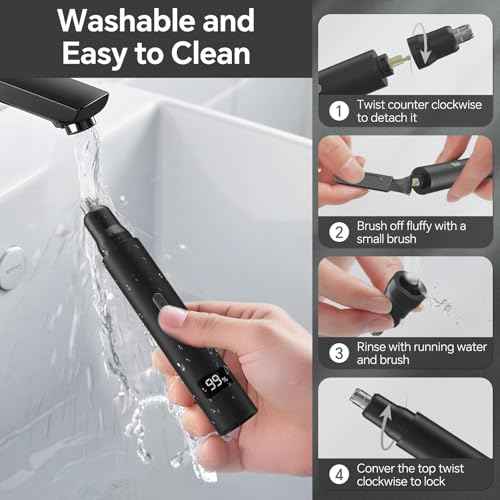 RUIM 3-in-1 Nose Hair Trimmer for Men & Women, Painless Eyebrow Ear Face Groomer, USB-C Fast Charge Waterproof with LED Display, Shower-Safe Travel Kit Gift for Dad Christmas