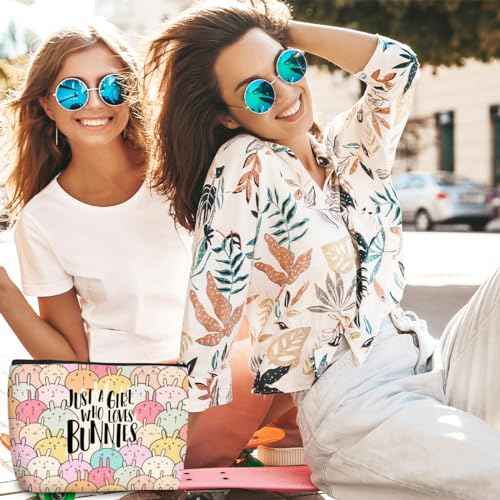 Cute Bunnies Makeup Bag Bunny Gifts Cosmetic Travel Bag Bunny Accessories Decor Stuff for Animal Bunnies Lovers Women Breeder Coworker Girls Best Friend Funny Skincare Bags for Christmas Birthday