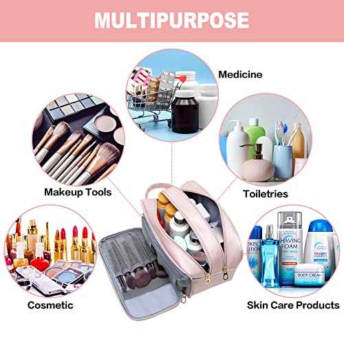 Makeup Bag for Women, Water Resistant Toiletry Bag for Travel Essentials, Dorm Room Essentials for Girl, Toiletry Organizer Dopp Kit for Toiletries Accessories, Mother's Day Graduation Gifts for Her