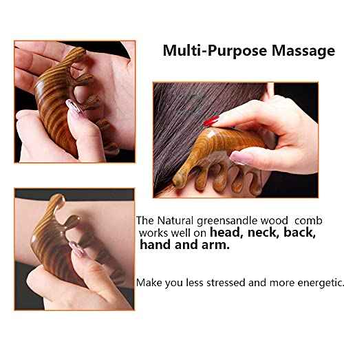 Natural Wood Wide Tooth Hair Comb Head Scalp Massage No Static Green Sandalwood Hair Pick Wooden Comb for Men and Women