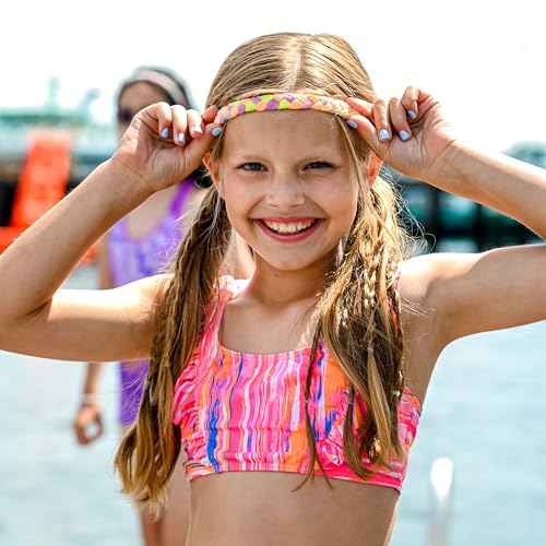 FROG SAC 4 Braided Headbands for Girls, Adjustable Rainbow Tie Dye Braid Head Bands for Kids, Stretch Elastic Cloth Fabric Hairbands Accessories for Women, Teen Easter Basket Fillers Stocking Stuffers