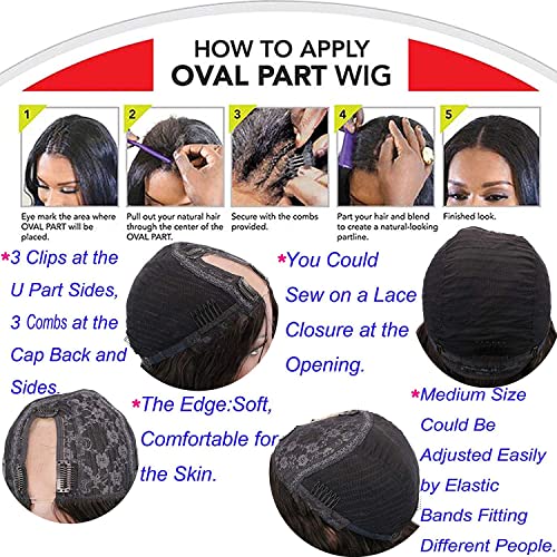 Laft U Part Human Hair Wigs Natural Color Body Wavy Style Lace Front Wig with Baby Hair 180% Density 12inch