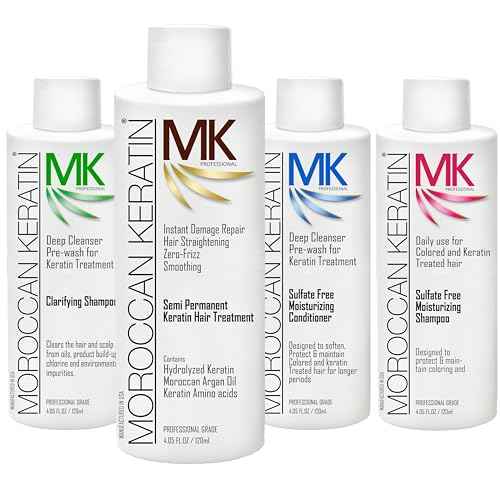 Hair Treatment Straightening Blowout Brazilian Smoothing Professional Results Salon and Home Use , Long Lasting organic results 4-6 months 4pc Set
