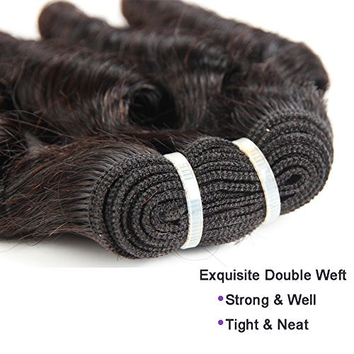 Molefi Brazilian Funmi Hair 3 Bundles burmese curly bundles human hair Short Curly Weave 9A Unprocessed Brazilian Human Hair Extensions 100g/pc Full Head Natural Color (10" 12" 14")