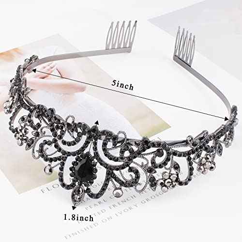 Didder Tiaras for Women, Black Crystal Crowns for Women Princess Crown Tiaras and Crowns for Women Girls Women's Headbands Halloween Christmas Bridal Wedding Prom Birthday Party Gift