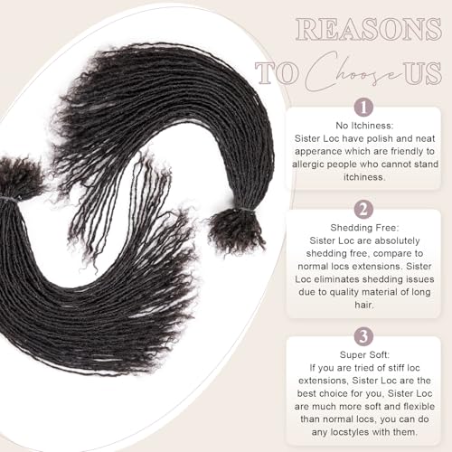 Originea Micro Locs Extesnions Human Hair 0.1cm Thickness Sisterlocks Curly Tips, Full Handmade Interlocking Permanent Soft Dreadlock Extensions Natural Looking Locs (1B# 0.1cm, 12 Inch 70 Strands)
