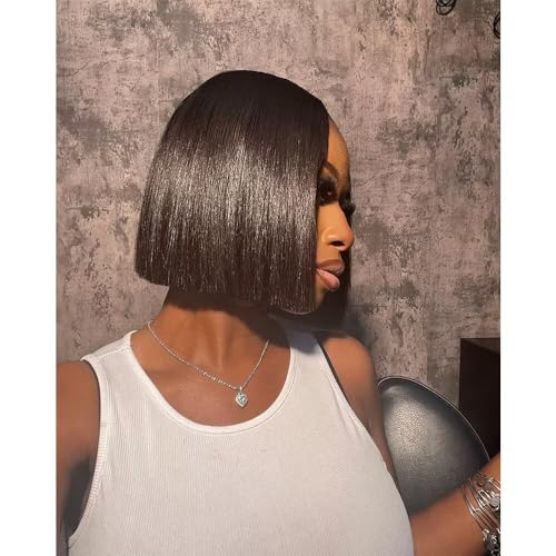 2X6 Deep Parting SKINLIKE Real HD Human Hair Short Bob Wigs Pre Plukced 0.10mm Ultra-thin Invisible Swiss HD Lace Closure Single Knot Undetectable Melted Lace Closure Wigs 180% Density 10Inch