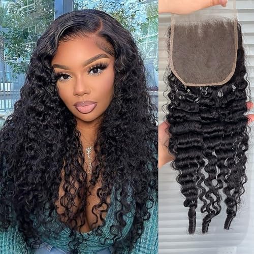 5x5 Burmese Curly Closure 100% Real Human Hair Water Wave 5x5 Transparent HD Lace Closure Natural Black 1B Color 22 Inch
